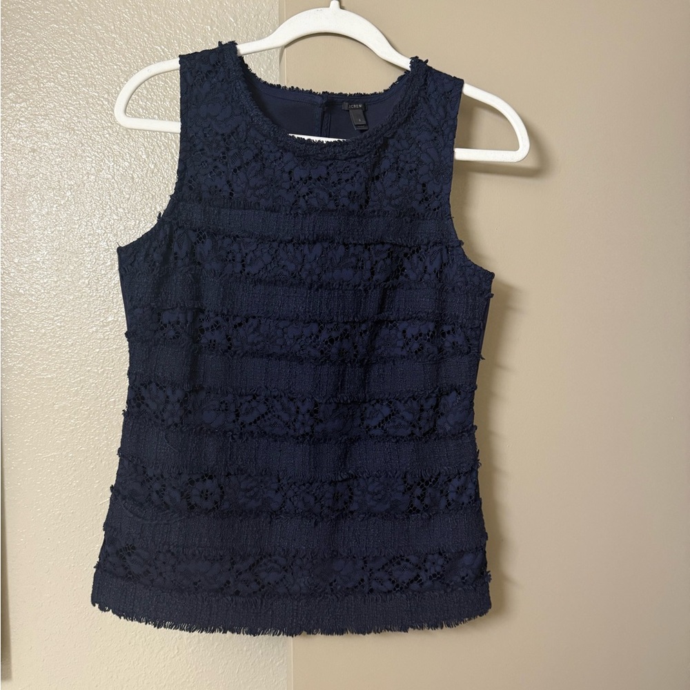 J. Crew Navy Lace Tank Top